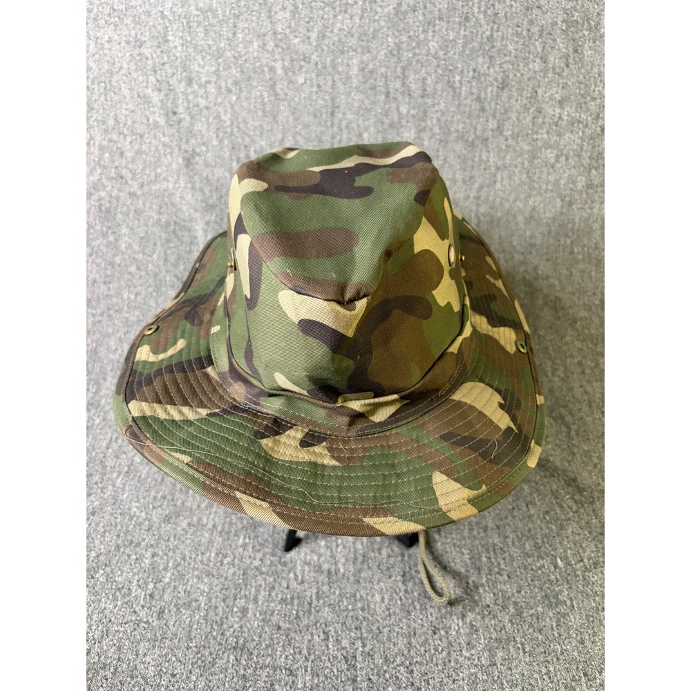 S.W. Woodland Camo Boonie Hat Mens XL Wide Brim Safari Bush Bucket Sun Hat Green